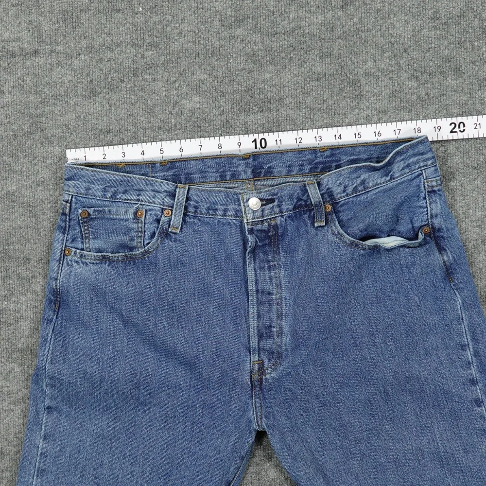 Levis 501 Mens Jeans 36x32 (Tag 38x32) Blue Original Fit Straight Leg Button Fly